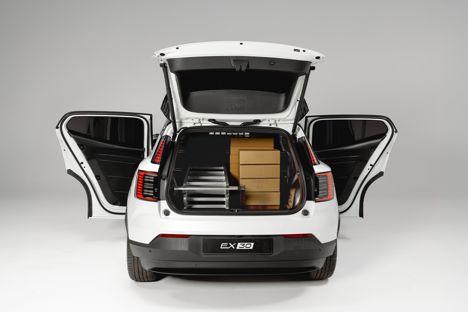 Volvo EX30 van with building equipment