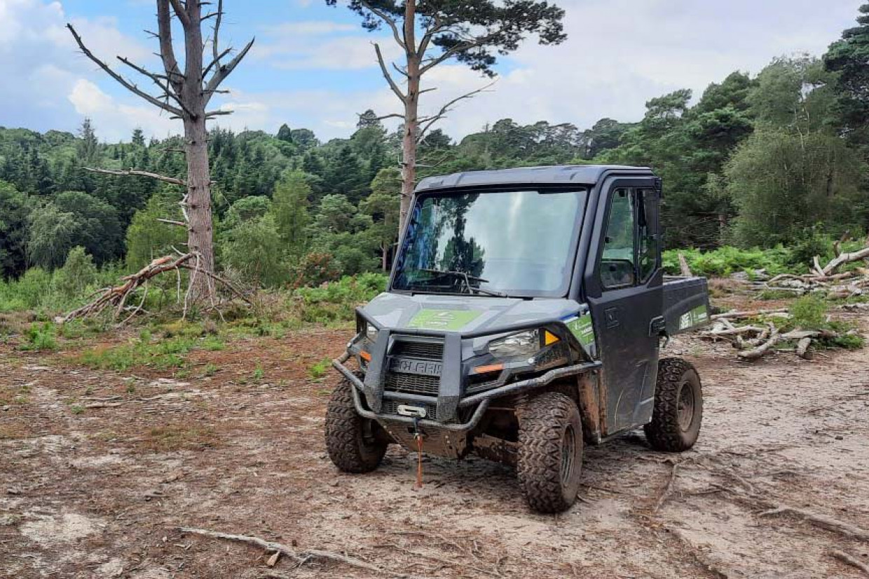 The electric allterrain vehicle helping to maintain a country park