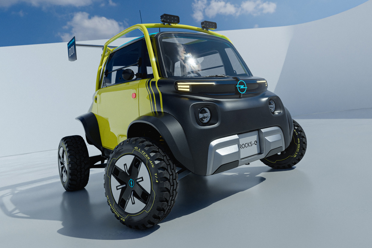 The Opel Rocks-e e-xtreme is a one-off go-anywhere quadricycle