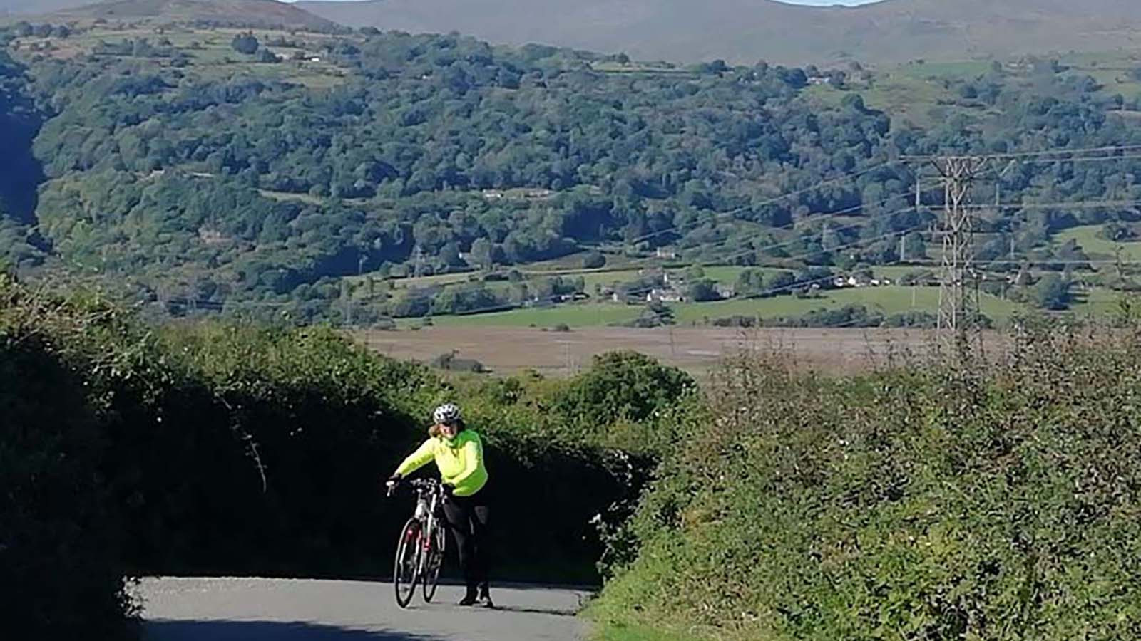 E-bike rider on hill